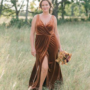 Blair Velvet Bridesmaids Dress - Rust